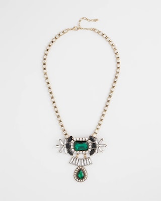 Emerald Green Art Deco Pendant Necklace