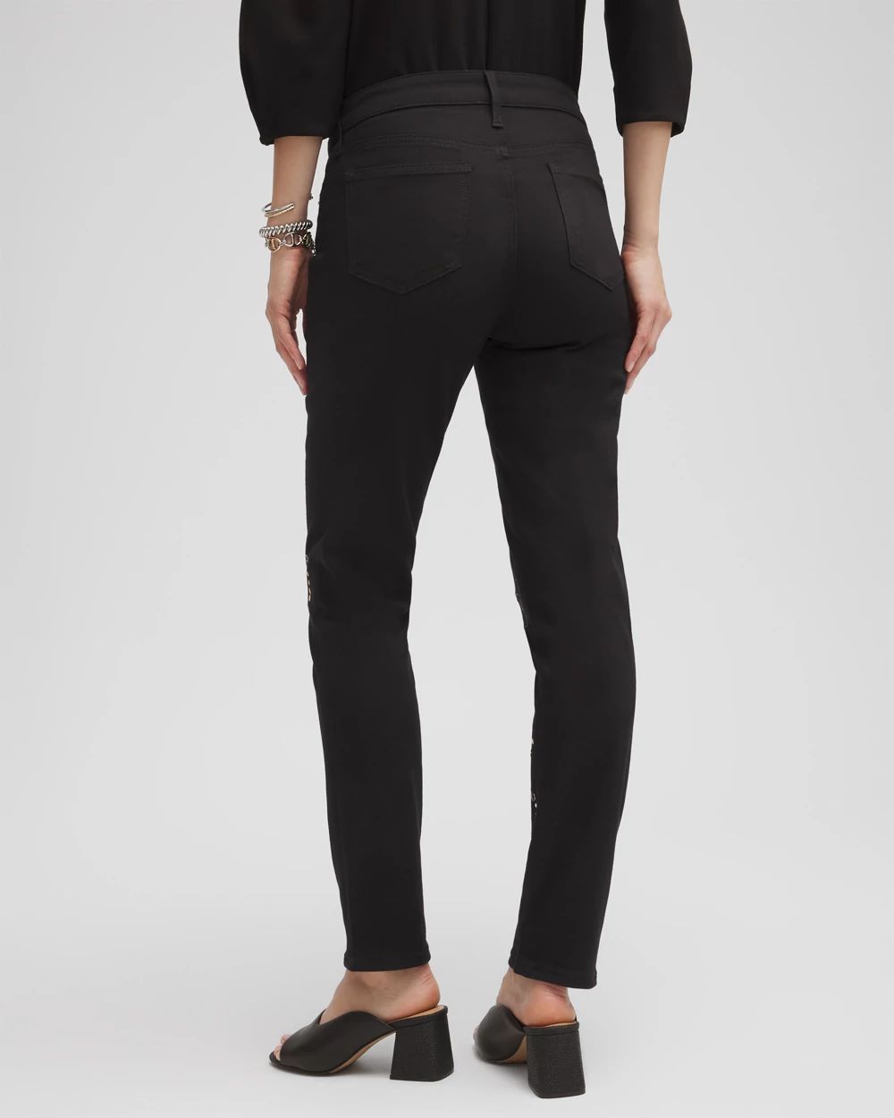 Petite Girlfriend Grommet Detail Ankle Jeans