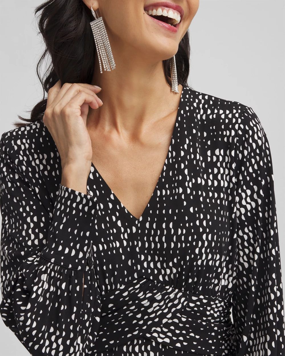Long Sleeve Surplice Midi Dress