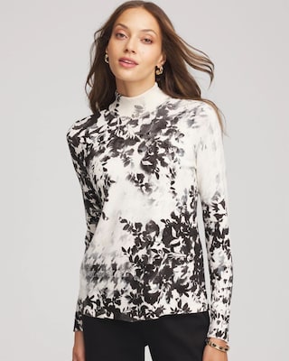 Houndstooth Mockneck Sweater