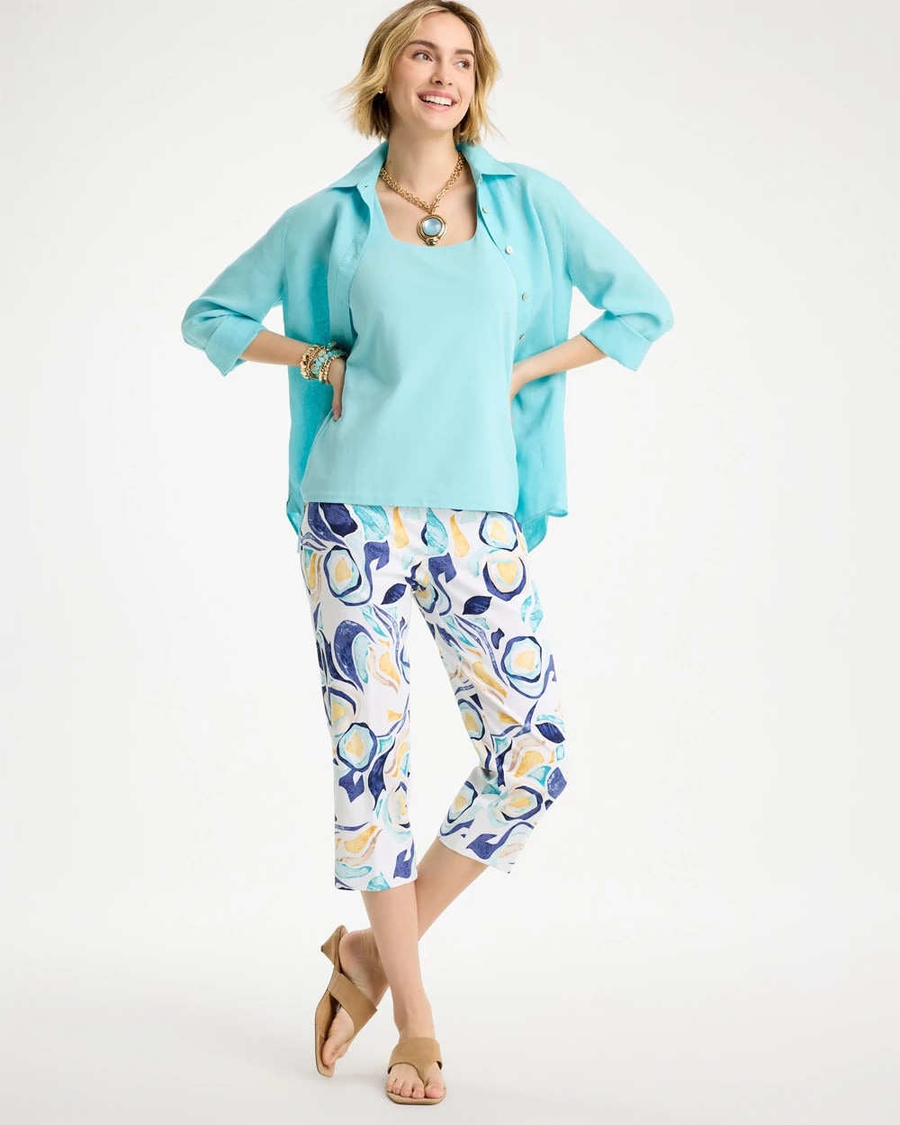 Brigitte™ Slim Handpainted Pull-On Capri