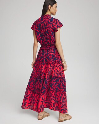 Scrolls Smock Waist Tiered Maxi Dress