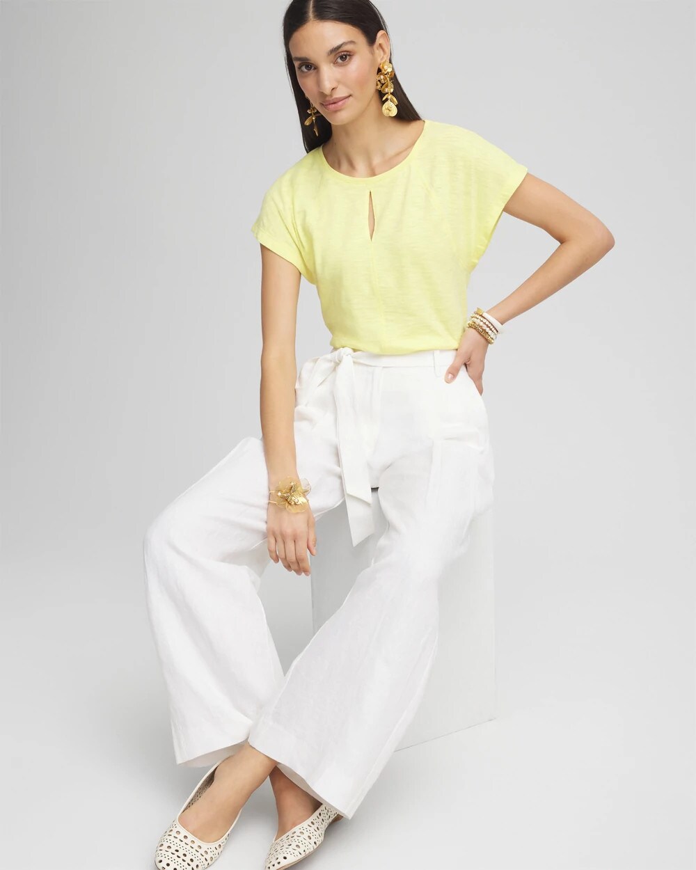 Slub Keyhole Neck Tee