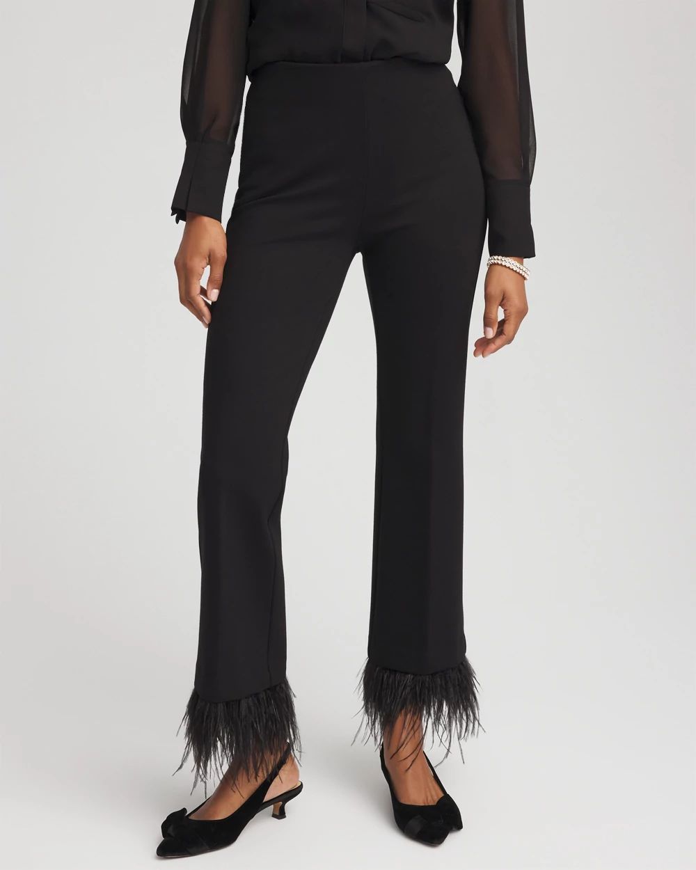 Juliet Feathered Flared Cropped Pants