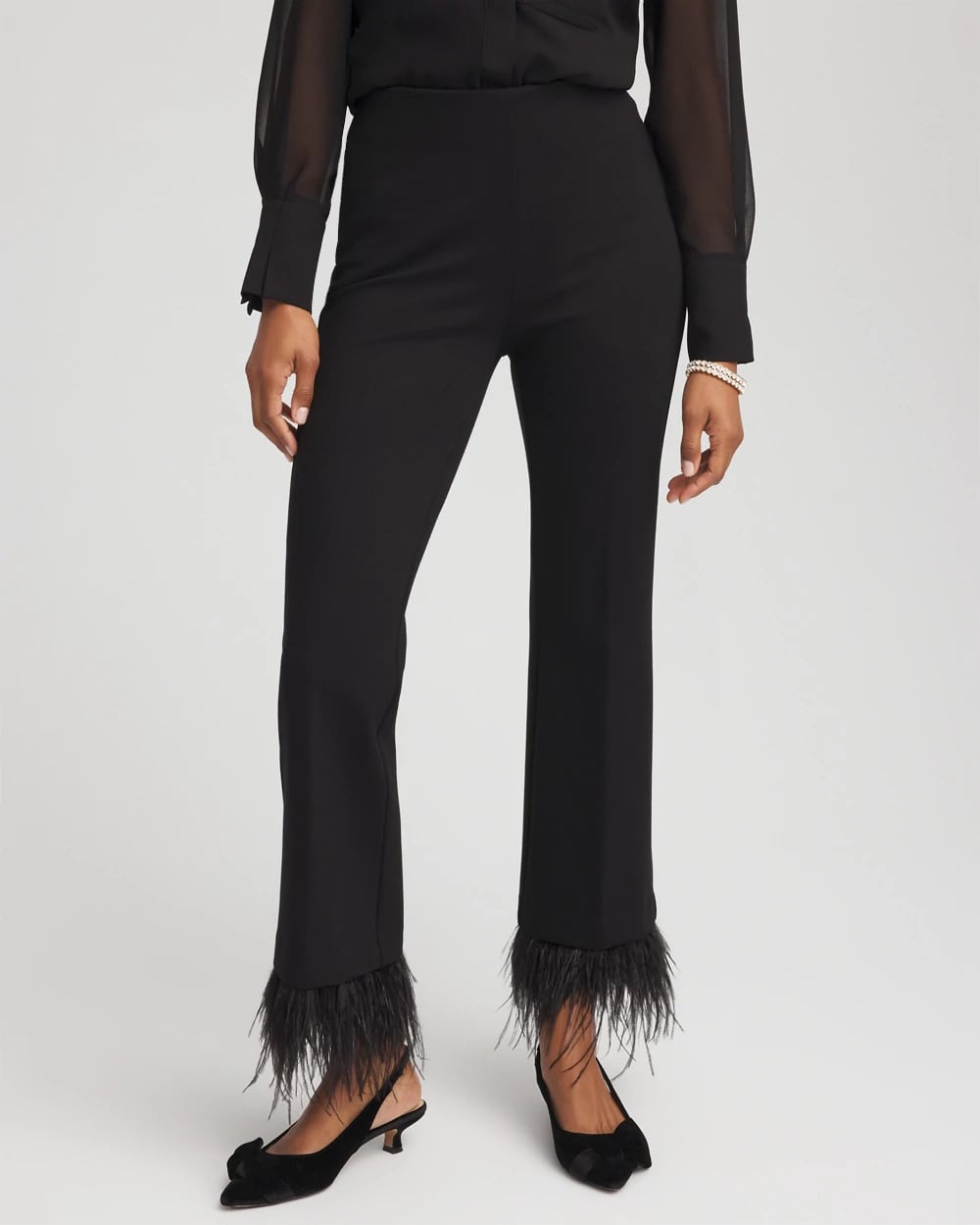 Chico's Juliet Feathered Flared Cropped Pants