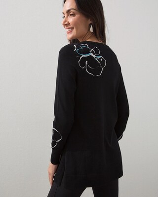 Floral Intarsia Pullover Sweater