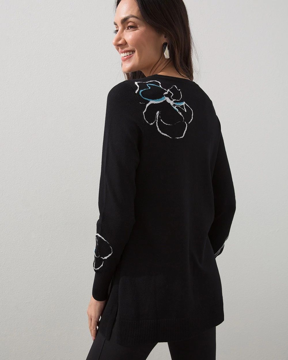 Floral Intarsia Pullover Sweater