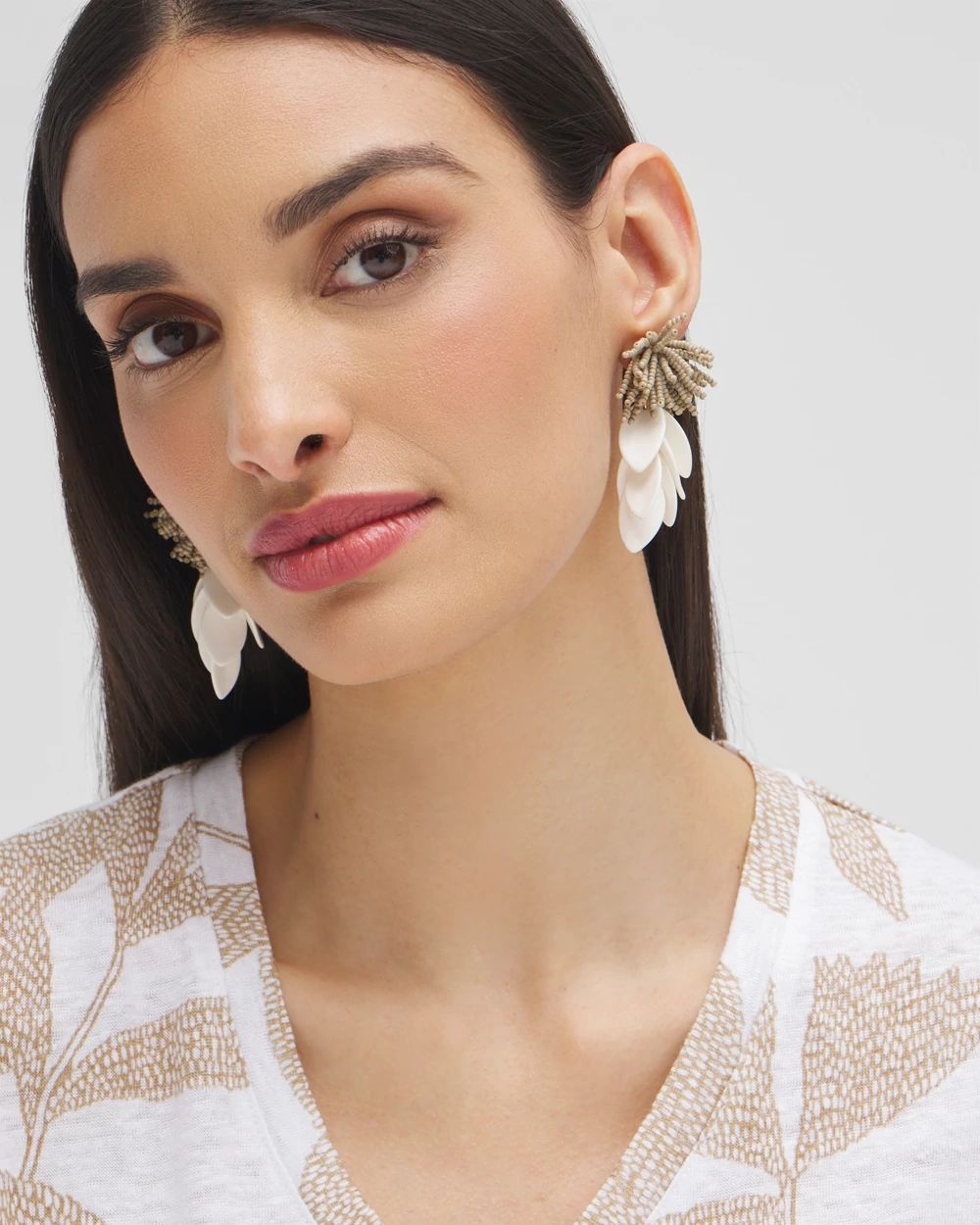 No Droop™ White Petal Earrings