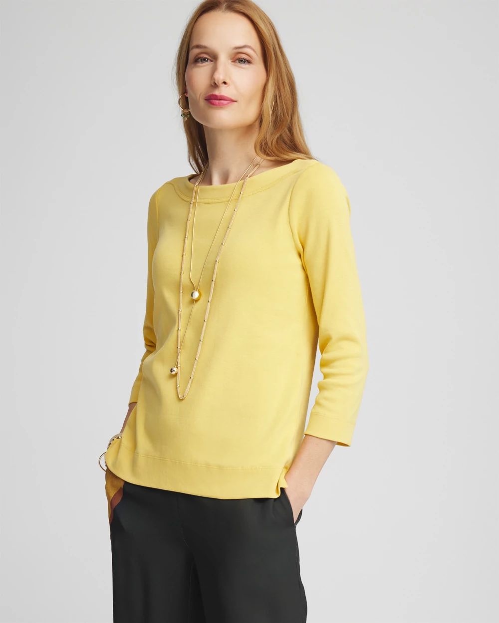 3/4 Sleeve Bateau Neck Tee