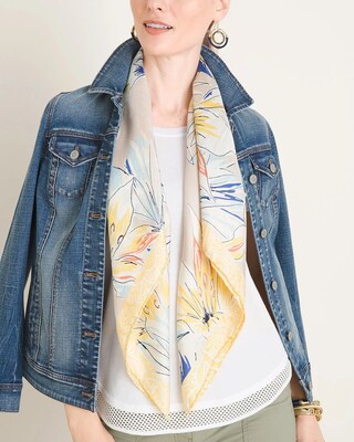 Floral Print Silk Square Scarf