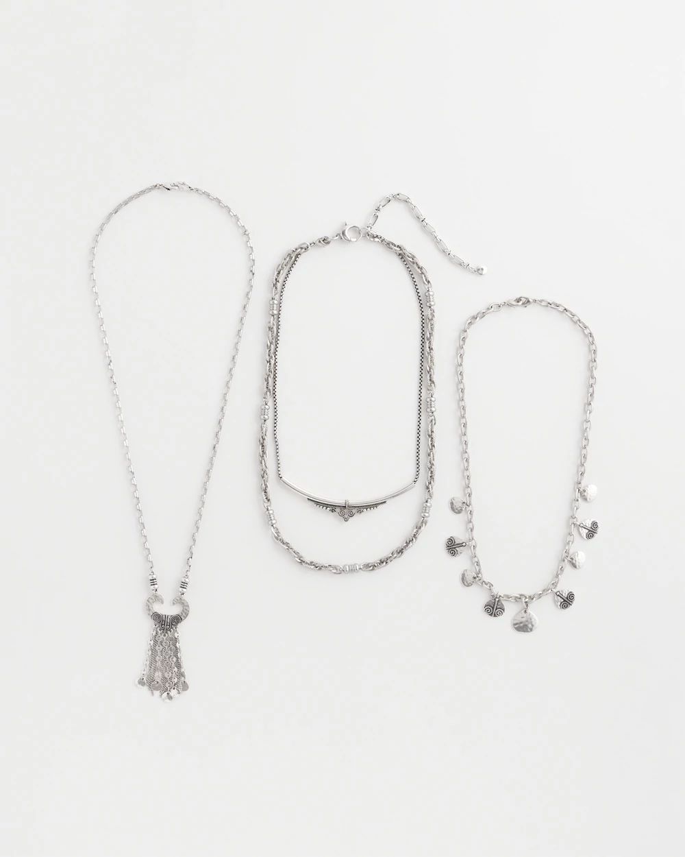 Multi Strand Silver Tone Convertible Necklace