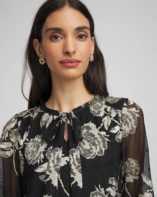 Floral Metallic Bodre Top click to view larger image.