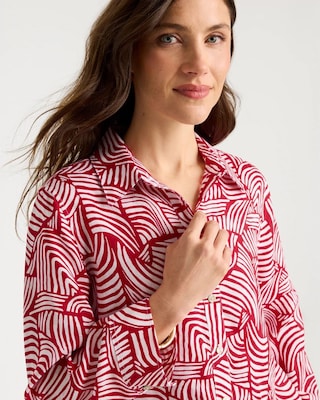 No Iron Linen Geo Print Shirt click to view larger image.
