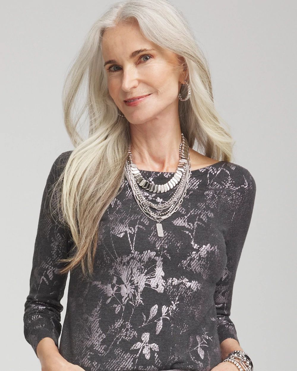 Silver Tone Pave Collar Necklace