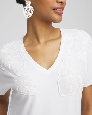 Beaded Cotton Stretch Tee