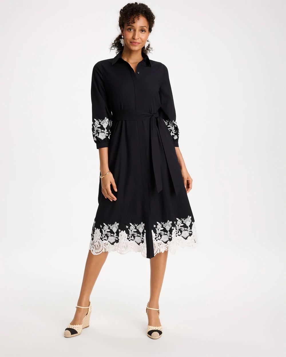 Cotton Lace Trim Shirtdress
