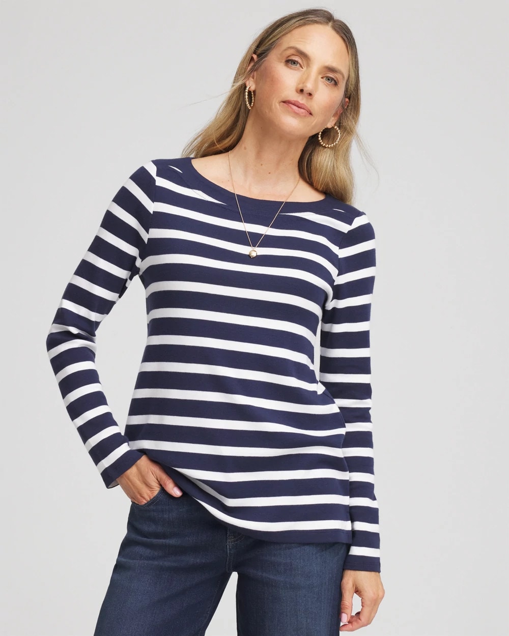 Stretch Cotton Boatneck Tunic
