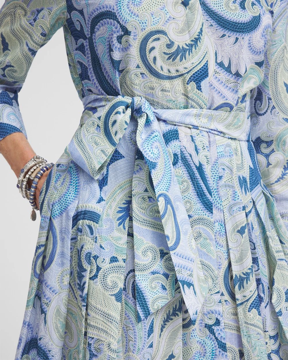 Cotton Voile Pleated-Hem Shirtdress