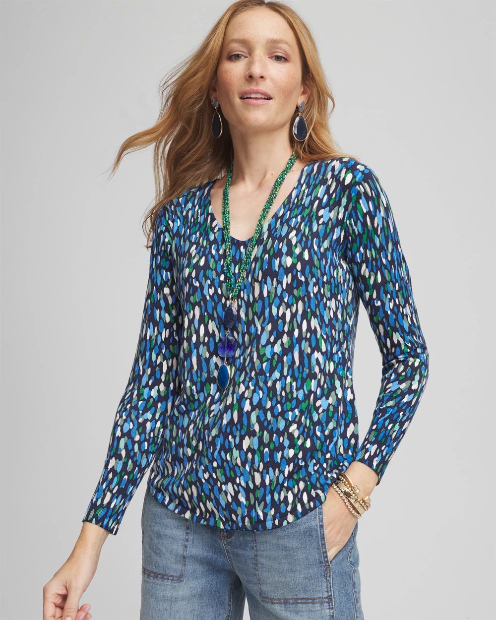 V-Neck Printed Pullover