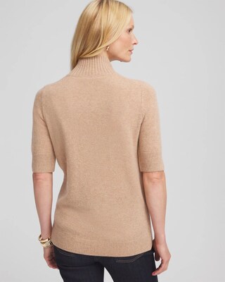 Cashmere Elbow Sleeve Mock Neck Sweater click to view larger image.