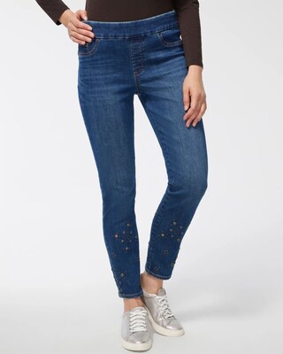 Grommet Hem Pull-On Ankle Jeggings