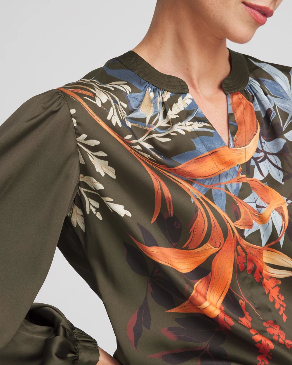 Satin Placed Floral Blouse