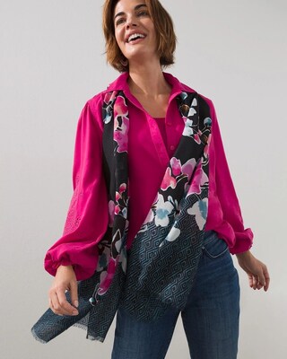 Floral Print Oblong Scarf