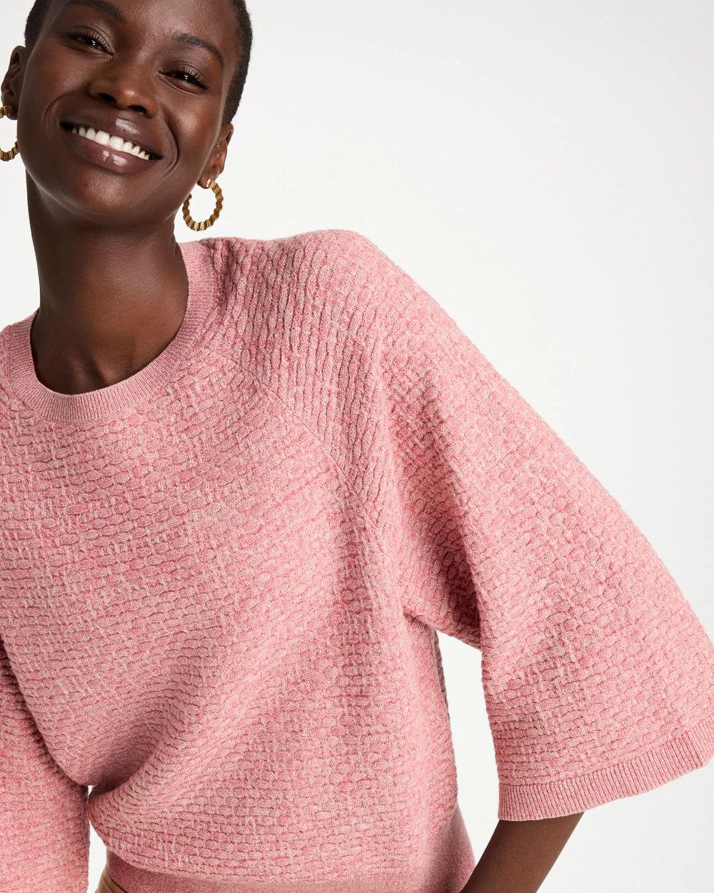 Cotton-Blend 3/4 Sleeve Pullover click to view larger image.