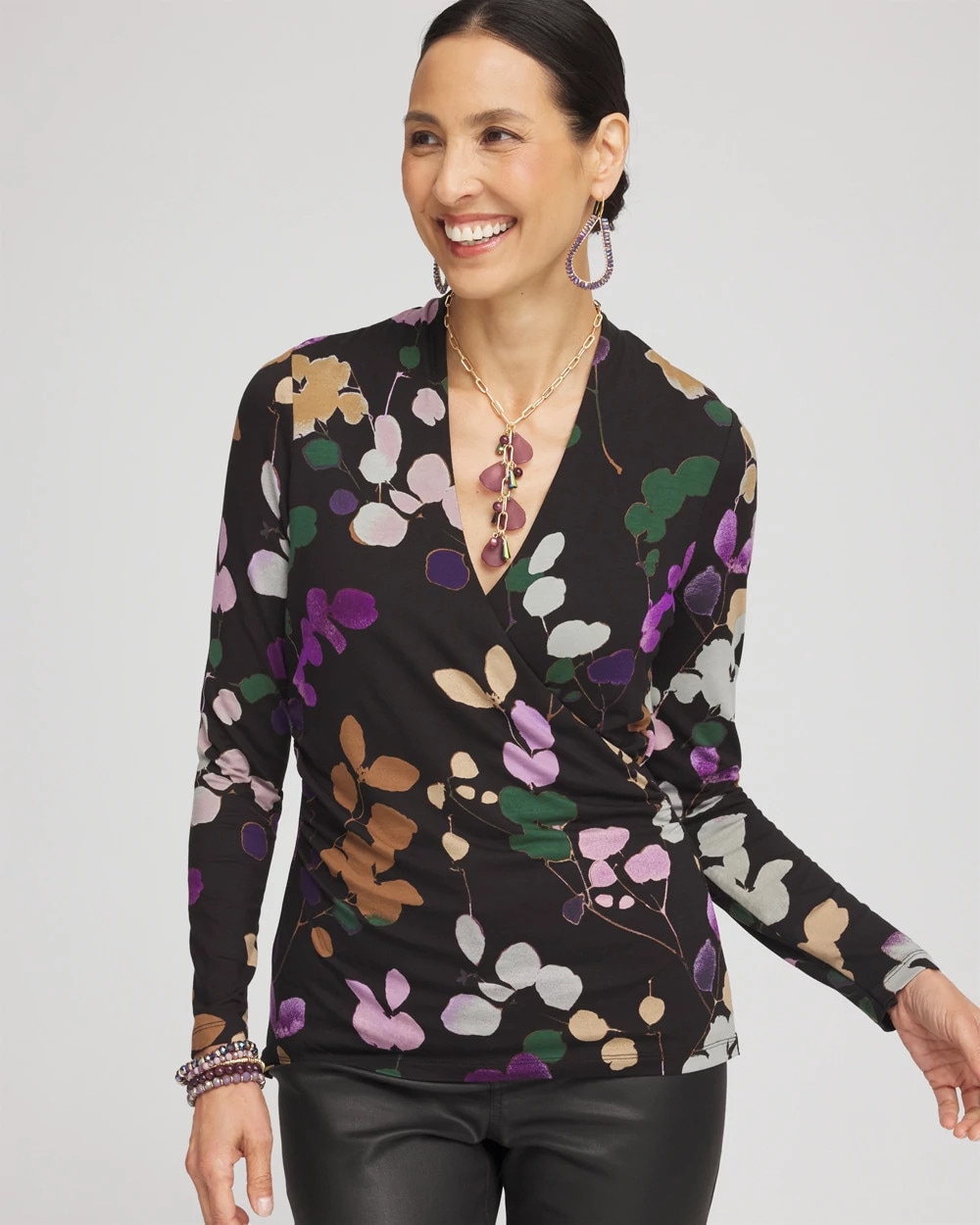 Touch of Cool™ Sprigs Surplice Top