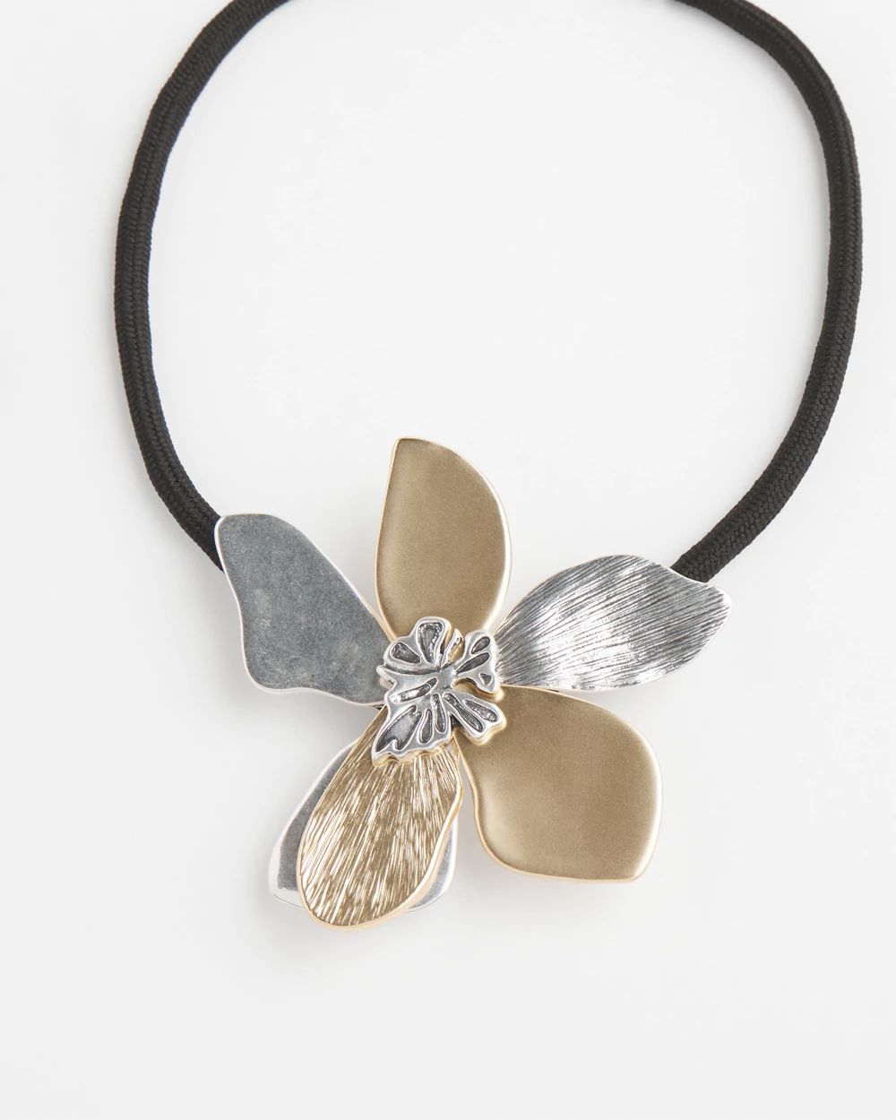 Mixed Metal Floral Pendant Necklace