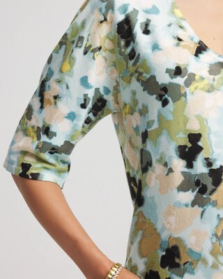 Printed Dolman V-Neck Pullover Sweater click to view larger image.