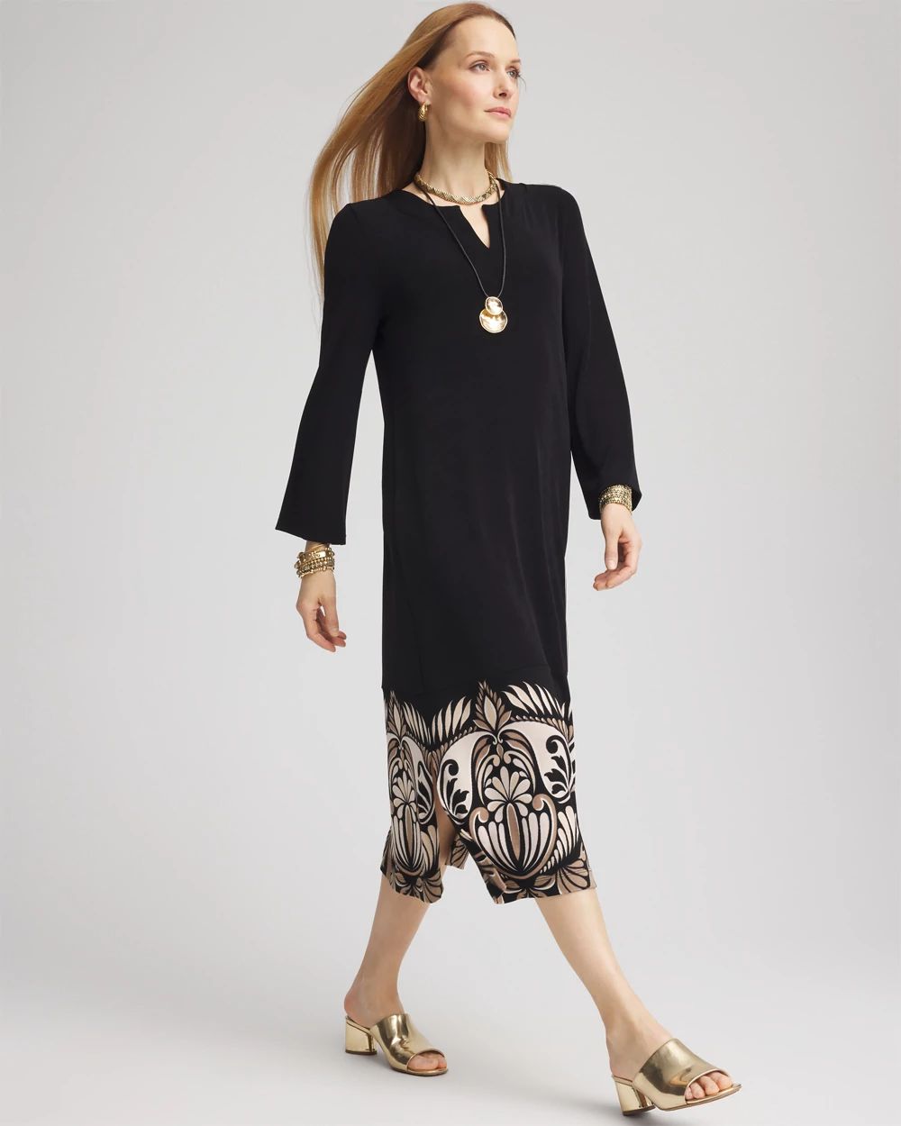 Travelers™ Kurta Border Print Midi Dress