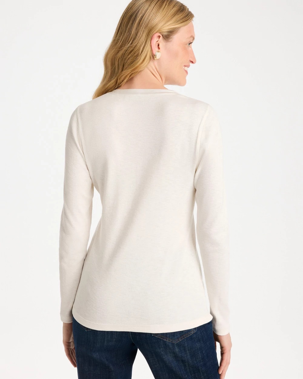 Satin Trim Ribbed Henley Tee
