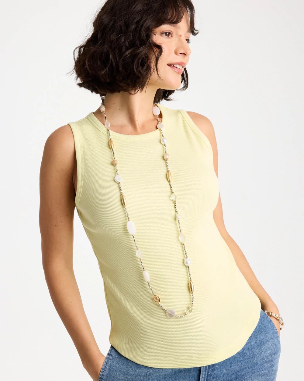 Neutral Shell Long Necklace click to view larger image.