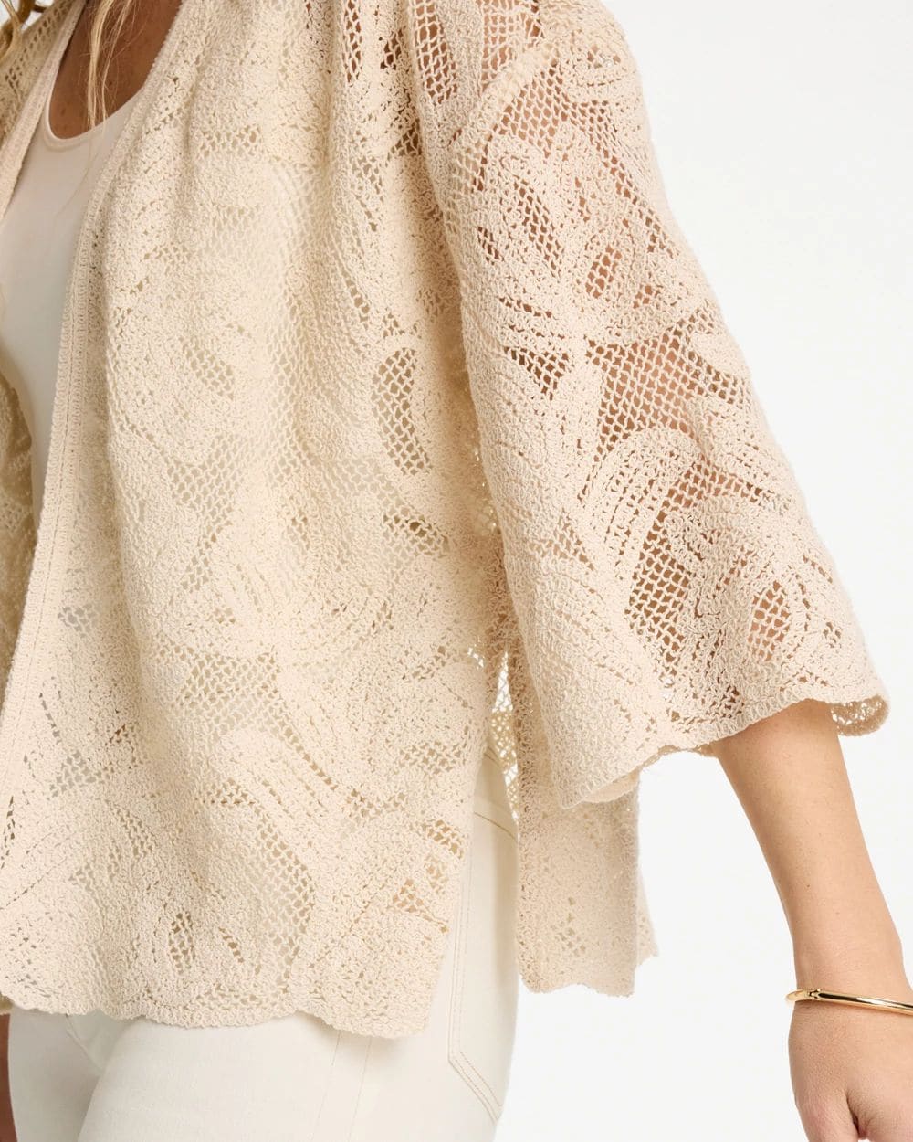 Short Crochet Lace Kimono click to view larger image.