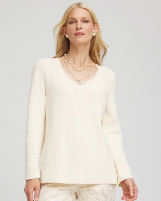 Embellished V-Neck Pullover Sweater