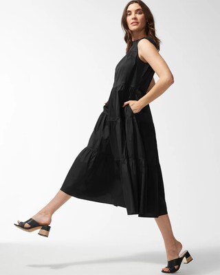 Black Label Poplin Tiered Maxi Dress