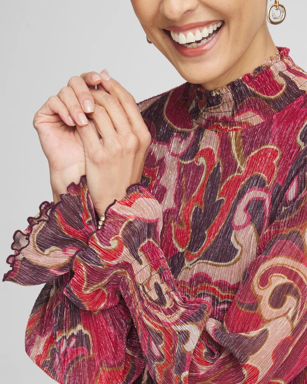 Crinkle Shine Mock-Neck Top click to view larger image.