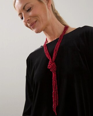 Red Bead Long Y-Necklace
