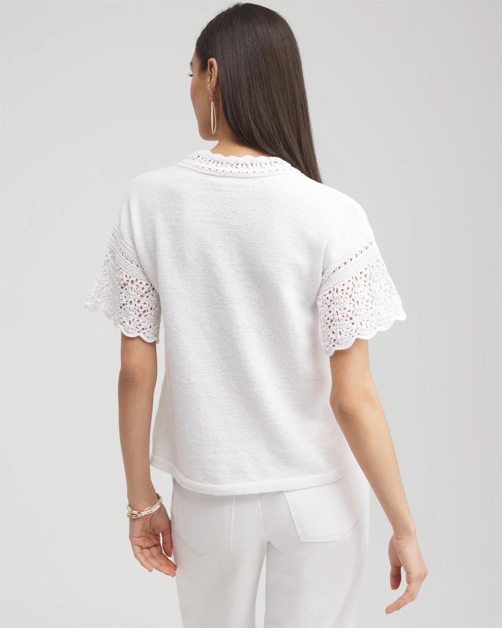 Pointelle Knit Pullover Sweater click to view larger image.