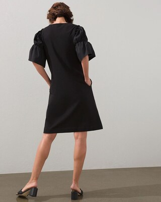 Knit-Woven Mix Tiered Sleeve Dress