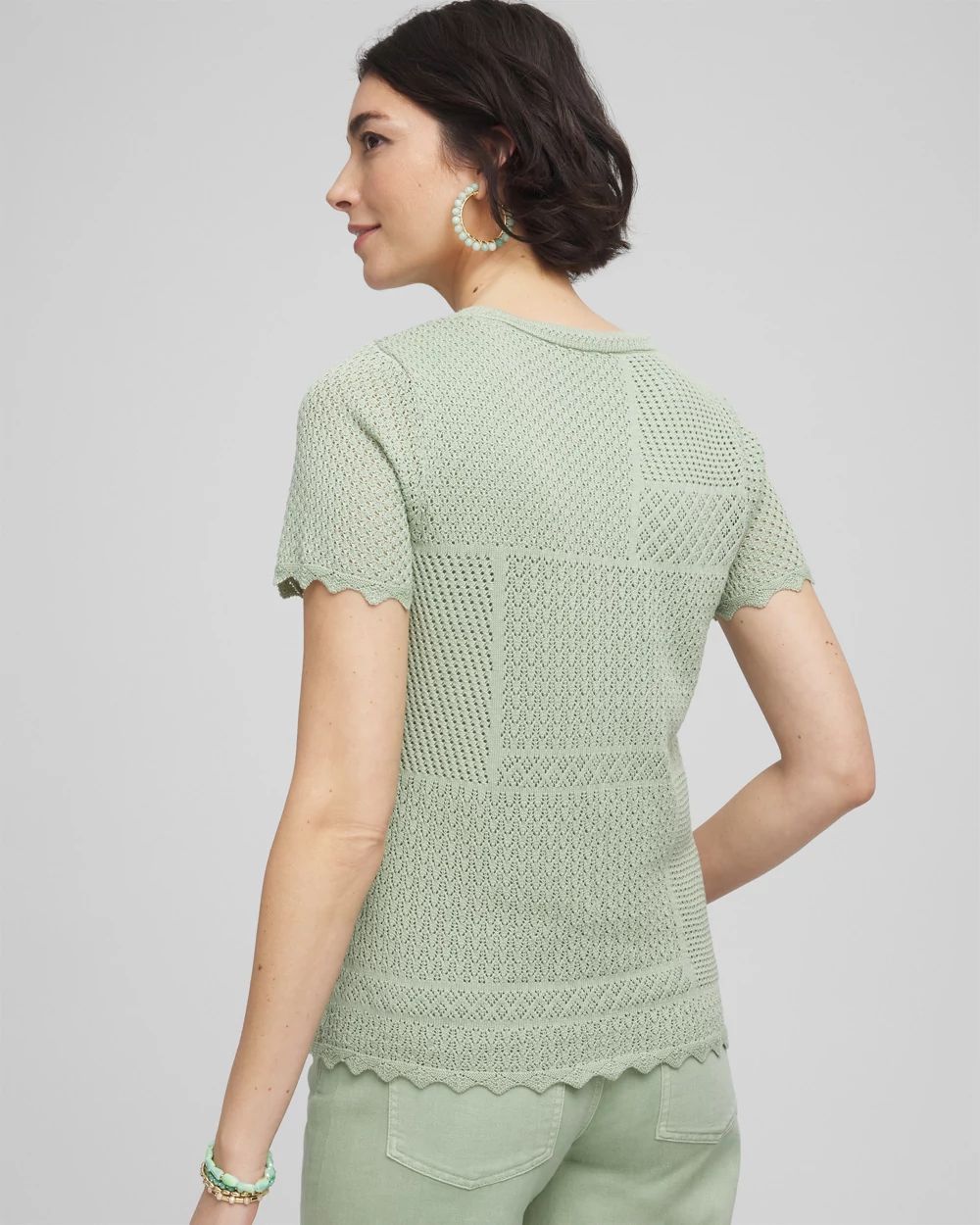 Pointelle Crewneck Sweater Tee