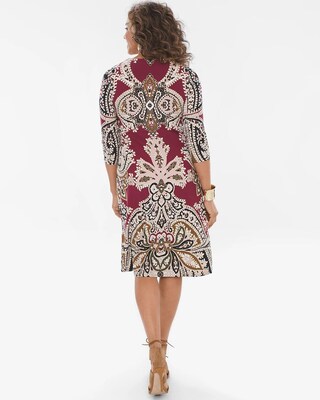 Fleur-Print Mulberry Red Dress