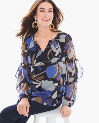 Floral Flutter-Sleeve Top