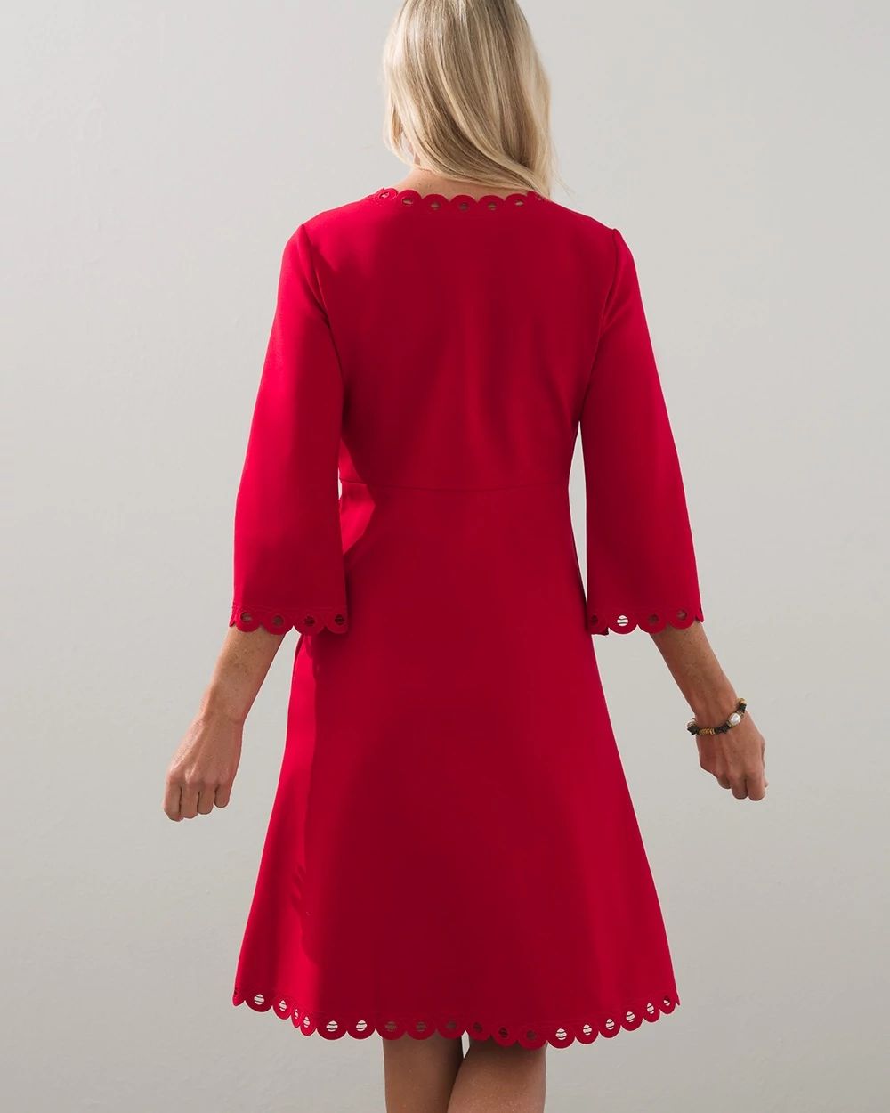 Ponte Openwork Trim Dress