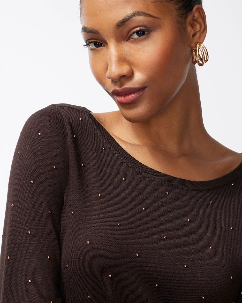 Spun Rayon Studded Pullover