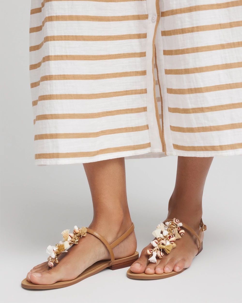 Beach Seashell T-Strap Sandals
