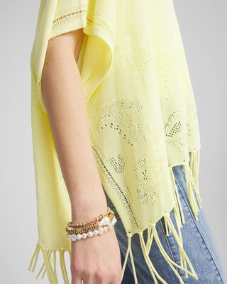 V-Neck Cutwork Placket Poncho click to view larger image.