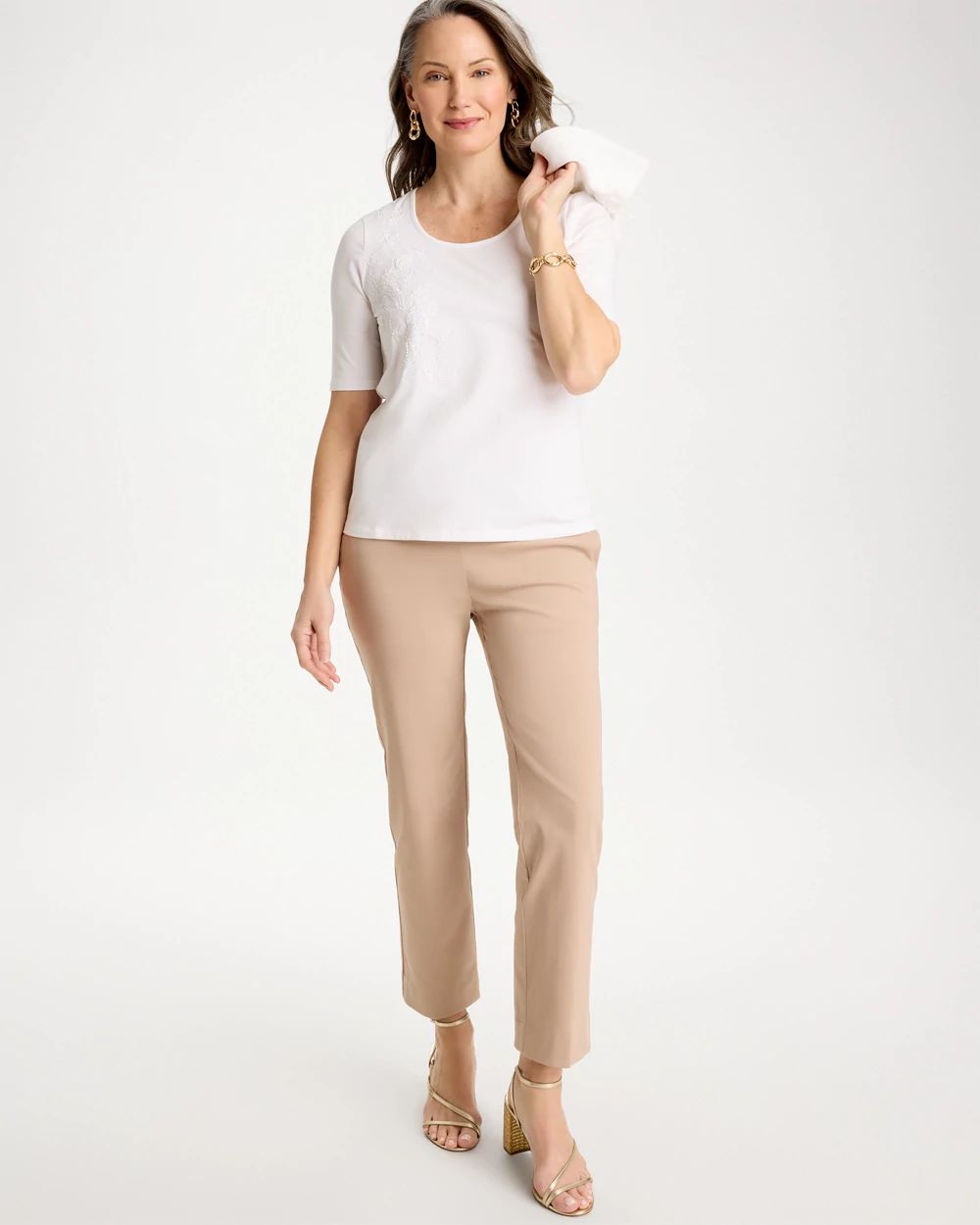 Sequin Embroidered Floral Tee click to view larger image.