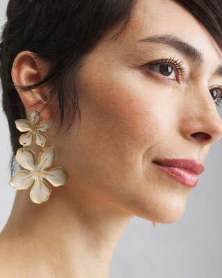 No Droop™ White Flower Earrings